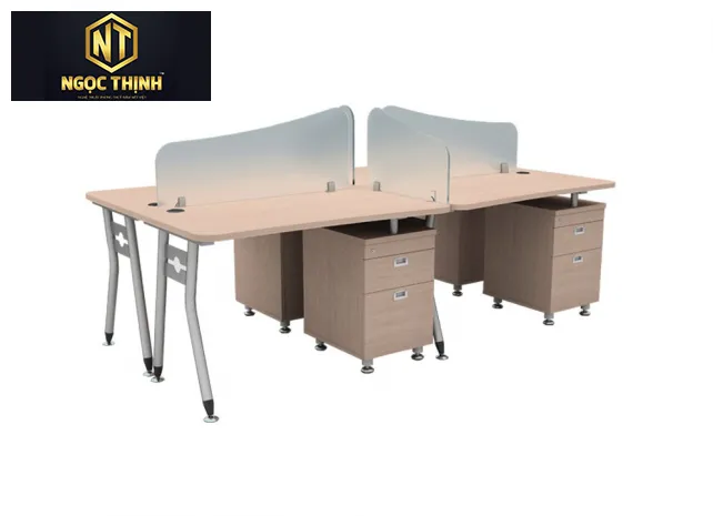 Các bàn làm việc tập thể đơn giản có hộc tủ đơn giản được sản xuất tại Nội Thất Ngọc Thịnh